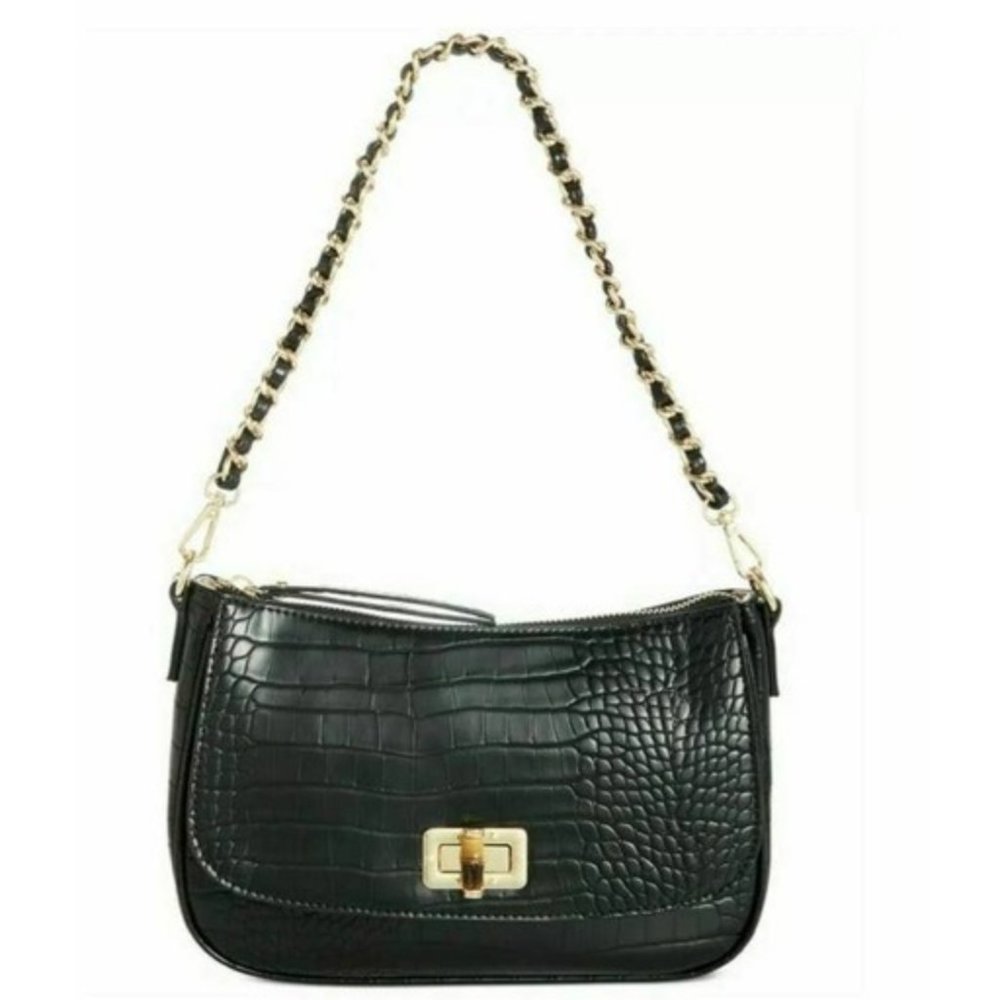 INC Black Croco Holliee Xbody Bag Purse